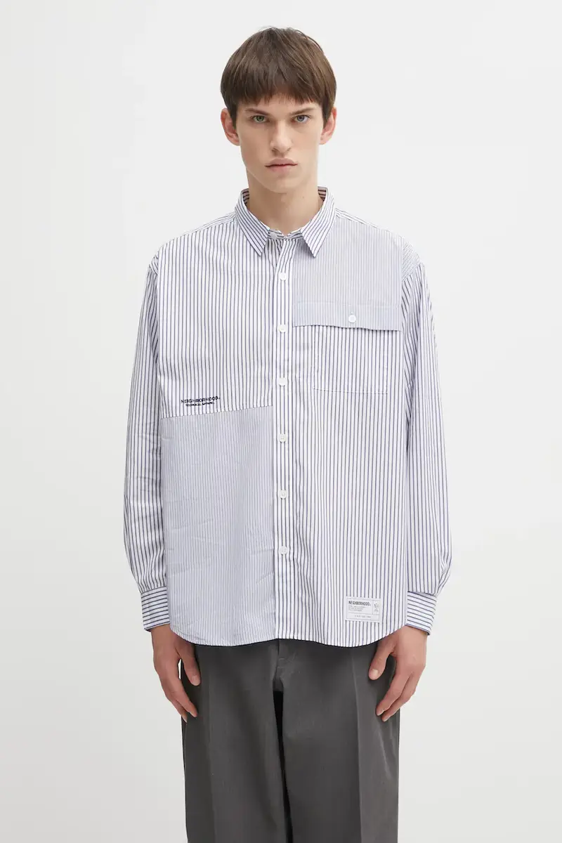 Neighborhood camicia in cotone MULTI STRIPE uomo colore blu 252SPNH.SHM05