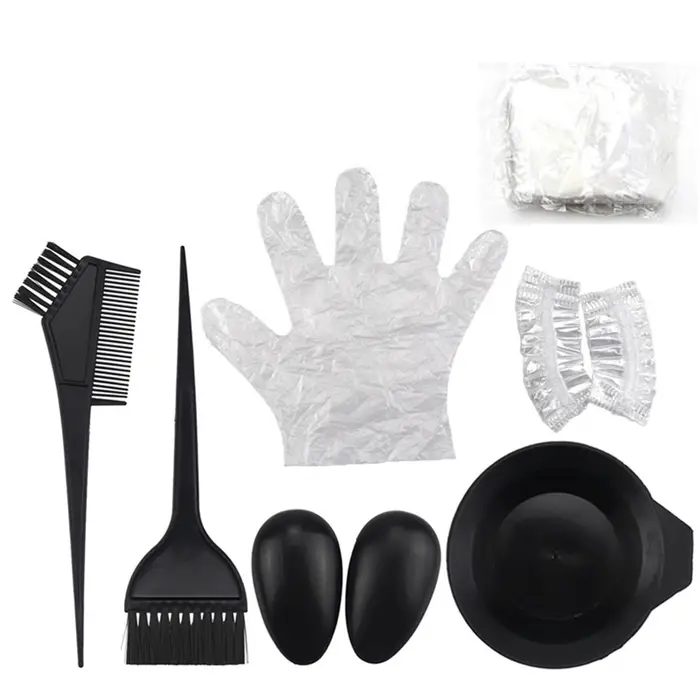 Neoglint 7 pezzi Kit di tintura per miscelazione colore dei capelli Spazzole per tintura per capelli Pettine per tinta Ciotola di