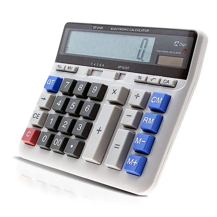 Neoglint Calcolatrice elettronica per computer di grandi dimensioni, contatore, alimentazione solare e batteria, display a 12 cifre