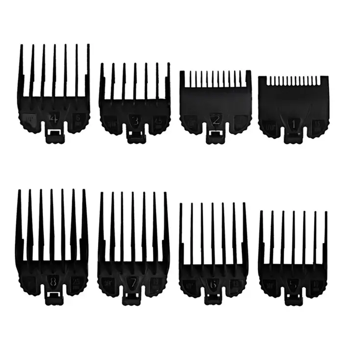 Guida al taglio professionale di 8 misure Set di pettini Limit Set di pettini sostitutivi per capelli Wahl Electric nero