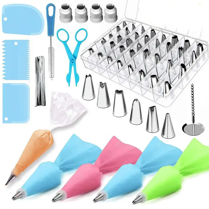 Neoglint Kit di forniture per decorazione torte da 72 pezzi Set di decorazioni Forniture da forno con punte per glassa/pasticceria 72Pcs