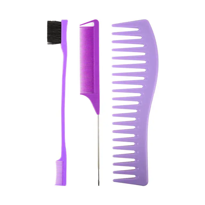 Neoglint Set di 3 pettini per capelli, pettine a denti larghi e fini, pettine a coda di topo, pettine da taglio, spazzola per il controllo