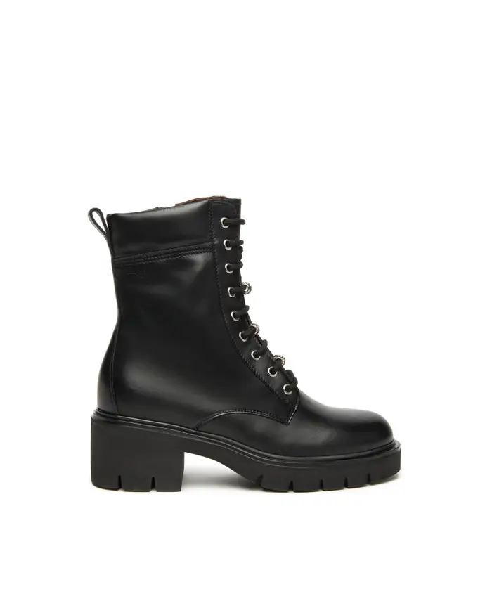 NERO GIARDINI anfibi donna in pelle nero i514810d100