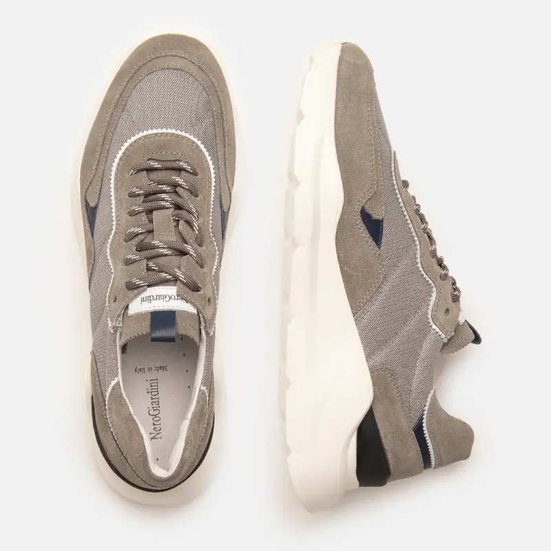 NeroGiardini Outlet Sneakers Uomo in Pelle, Camoscio e Tela - Grigio