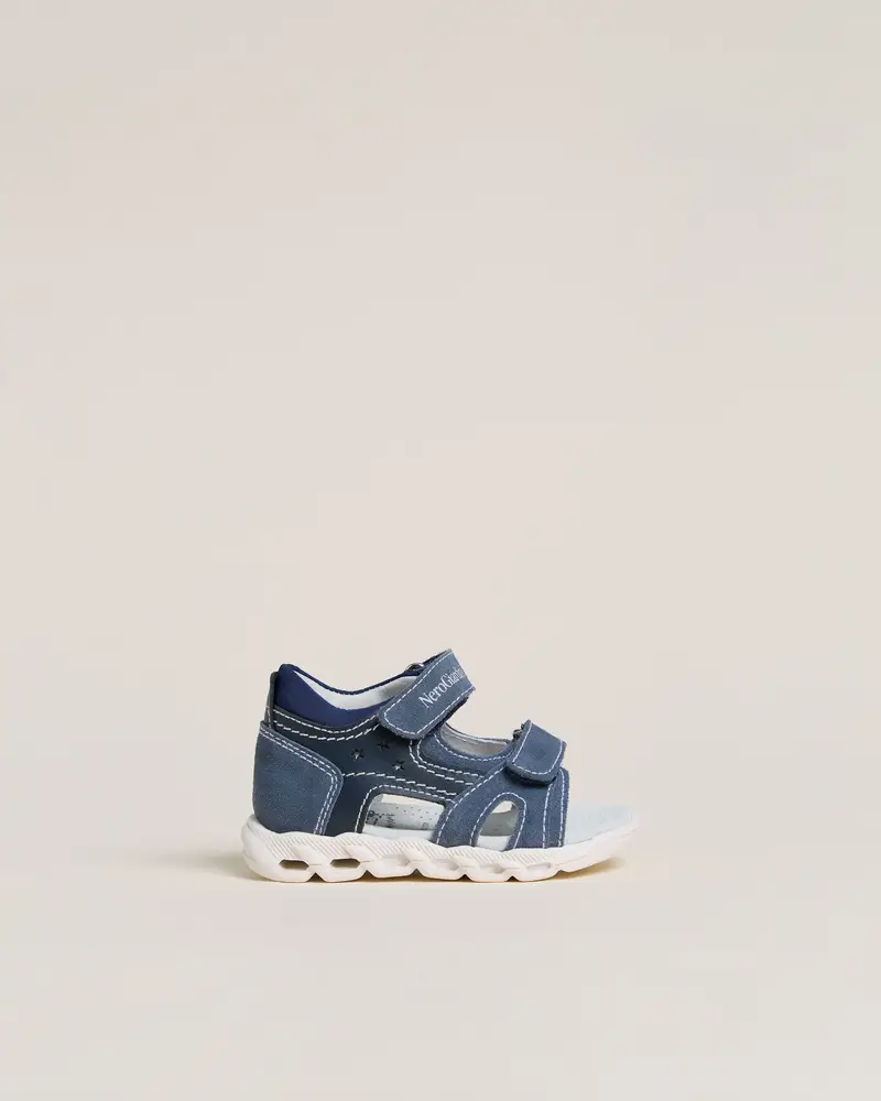 NeroGiardini Sandali Junior da Bambino in Camoscio, Pelle e Tela - Blu