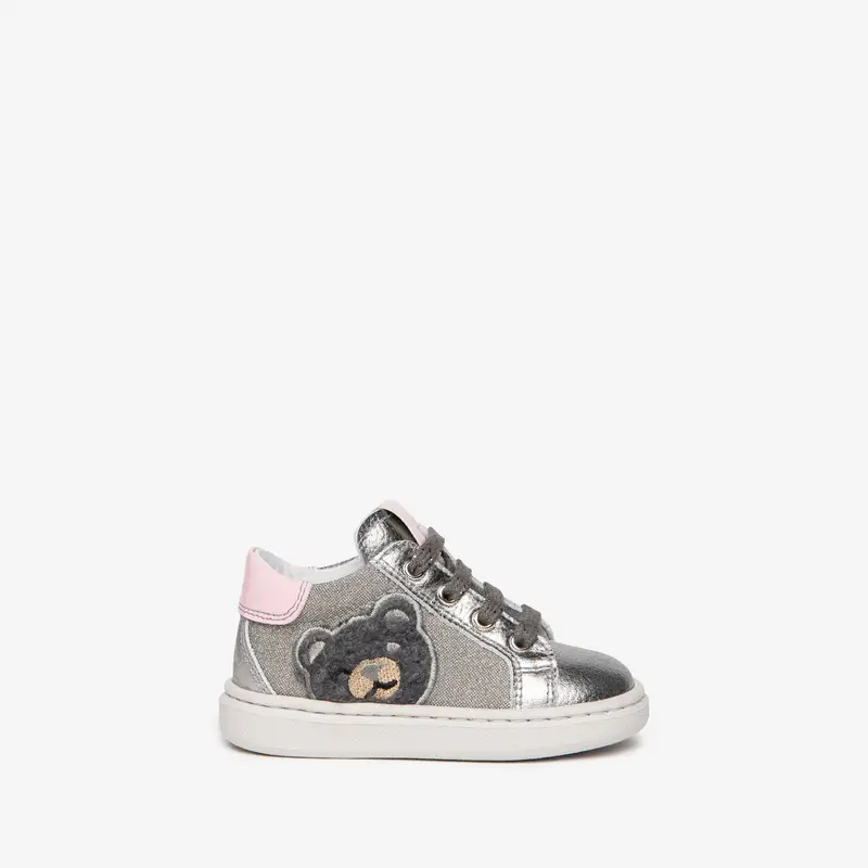 NeroGiardini Sneakers Baby da Bimba in Pelle - Argento