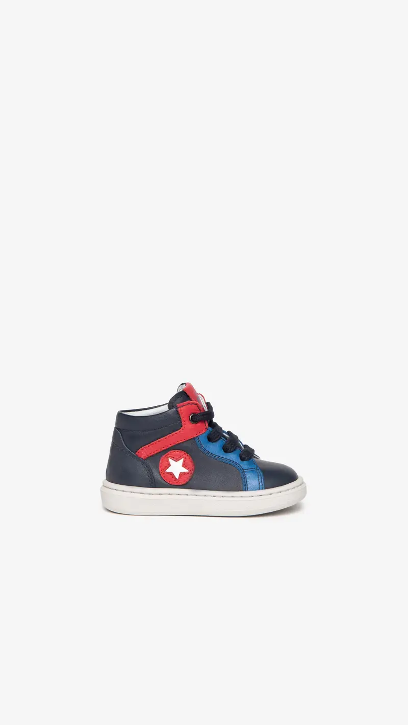 NeroGiardini Sneakers Baby da Bimbo in Pelle - Blu
