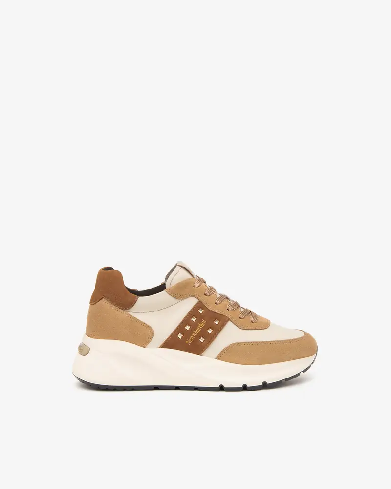 NeroGiardini Sneakers Donna in Camoscio, Pelle e Materiale Tecnico - Marrone