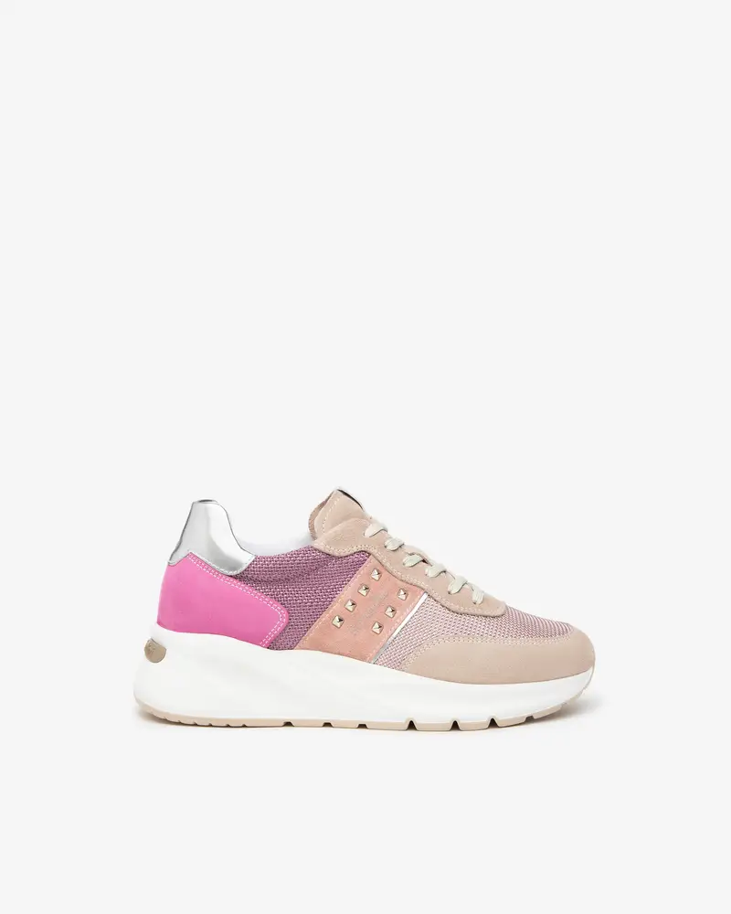 NeroGiardini Sneakers Donna in Pelle, Suede e Tela - Rosa