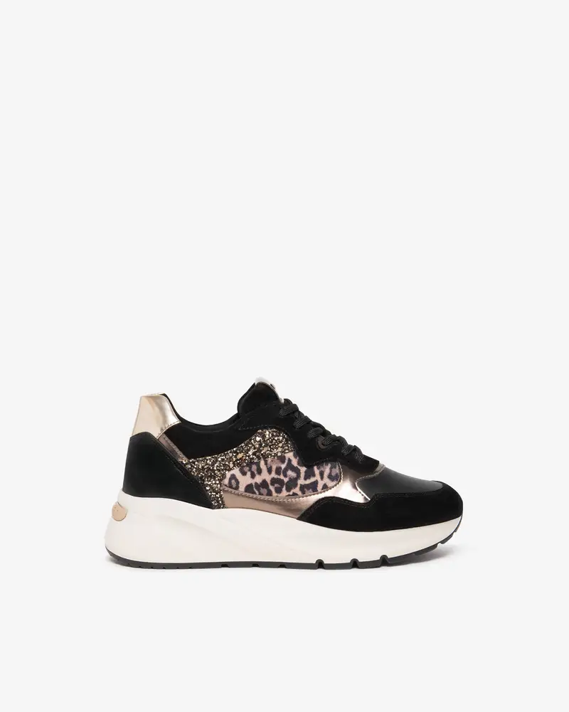 NeroGiardini Sneakers Donna in Suede, Pelle e Materiale Tecnico - Nero