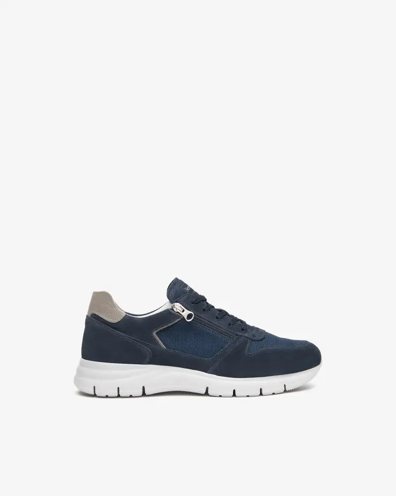 NeroGiardini Sneakers Uomo in Camoscio e Tela - Blu