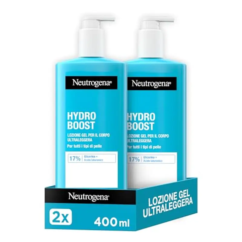 Neutrogena Hydro Boost Lozione Gel Ultraleggera, Crema corpo gel nutriente 72h per tutti i tipi di pelle, Crema idratante corpo con Acido