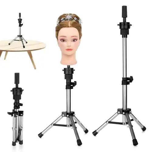 Neverland Beauty & Health Neverland Mini Treppiedi da Tavolo 36.5-57cm Supporto Testina Parrucchiere Treppiede Parrucchiere Formazione Testa