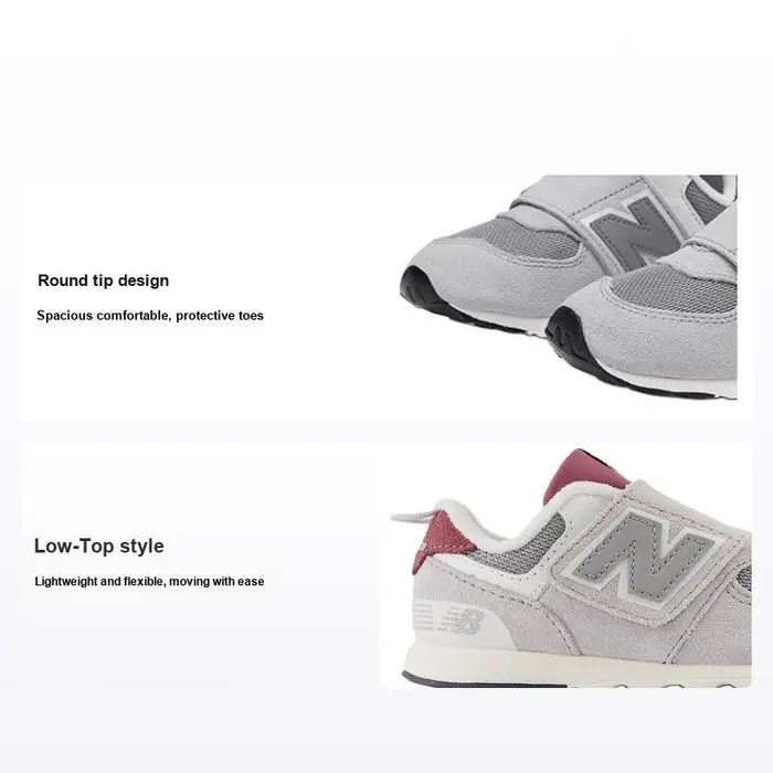 New Balance 574 New-B Velcro Bambino Raincloud Burgundy Scarpe da Ginnastica per Bebè Grey Shadow-Grey NW574KBR 27 5