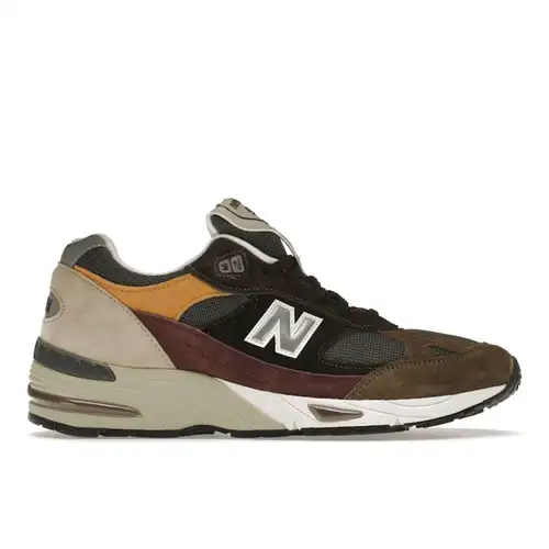 New Balance 991 Made in England Desaturato Sneakers da Uomo Verde Oliva Borgogna M991GYB