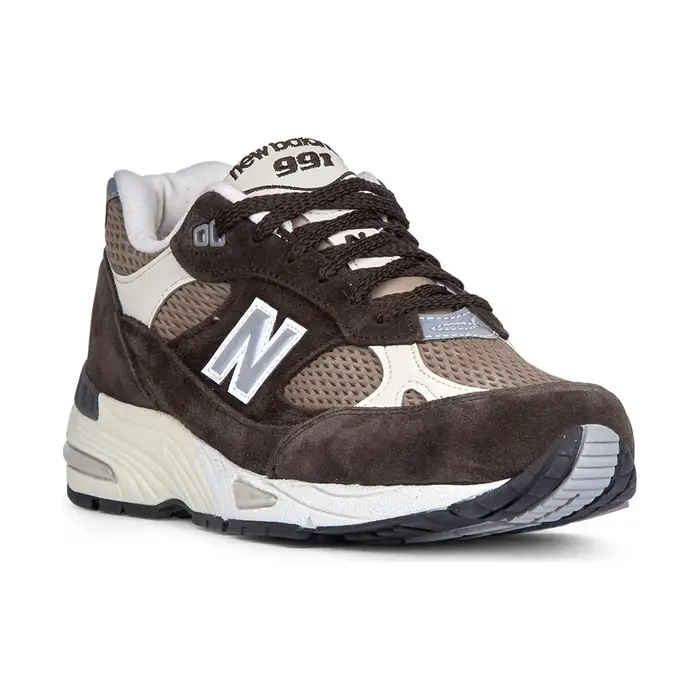 New Balance 991 Made in England Finale Pack - Delizioso Scarpe da Ginnastica da Uomo Marrone Argento-Visone Grigio Ostrica M991BGC