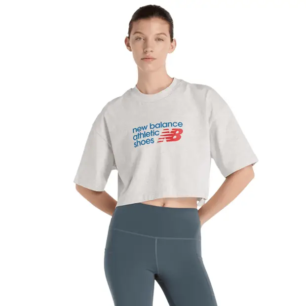 New Balance Athletics Premium Logo Cropped Tee female Magliette - Grigio - Jersey di cotone - Foot Locker Grey