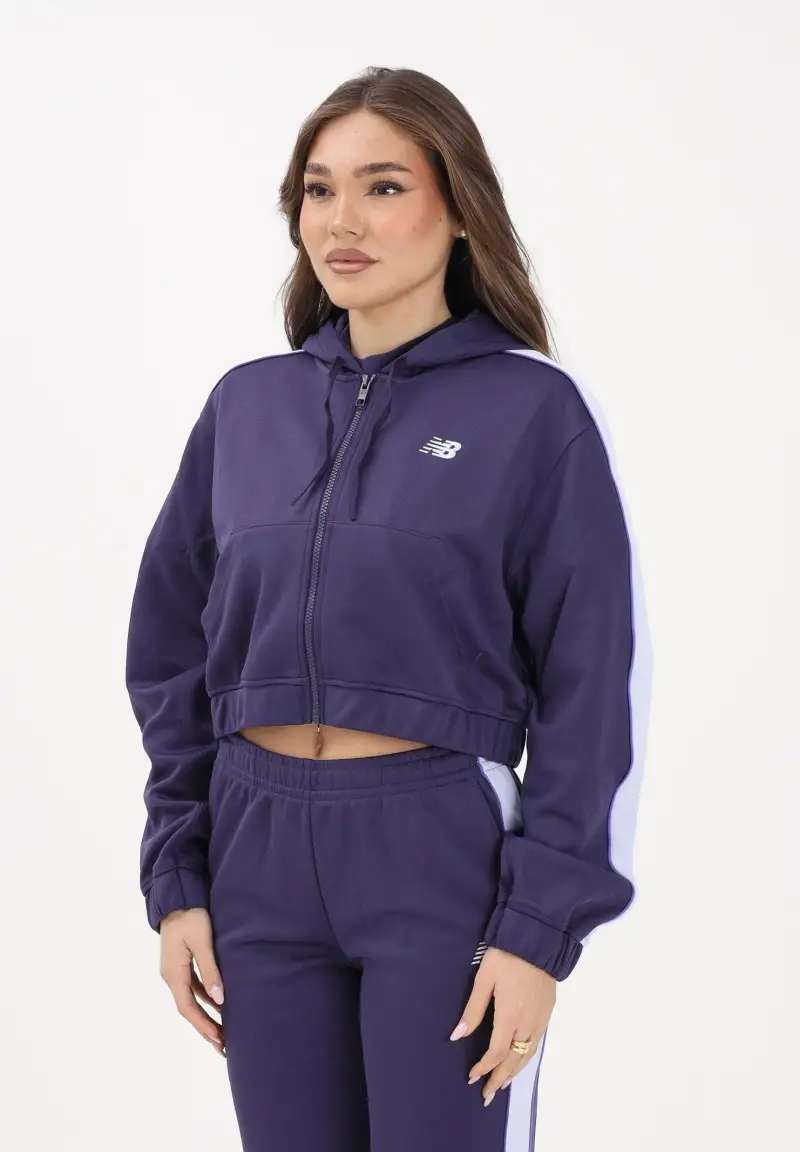 New Balance Felpa con zip Interlock viola da donna