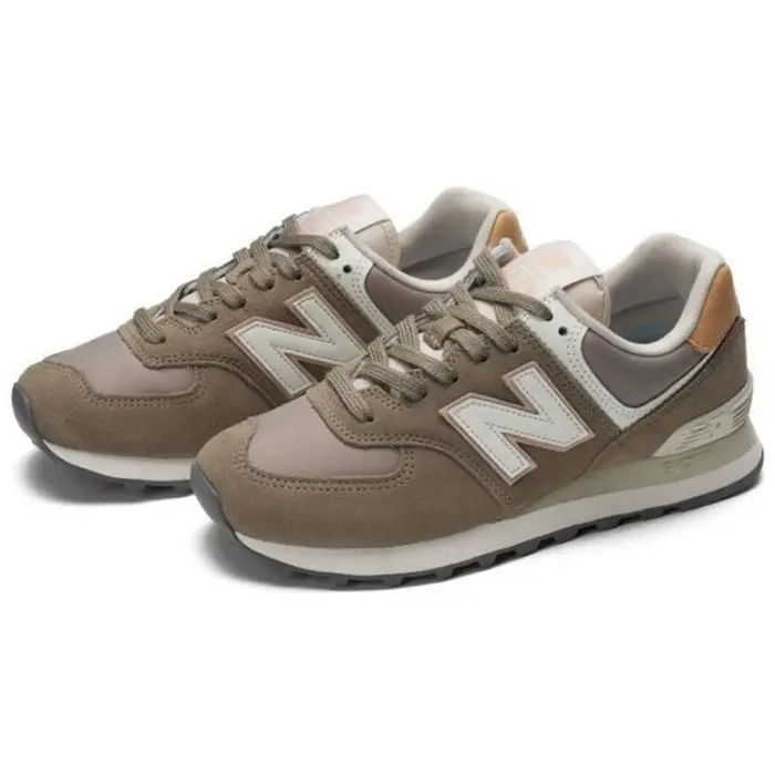 Nb 574 Retro Toma in Pelle Bovina Strato Superiore Ammortizzante Resistente all Usura Scarpe da Corsa Casual Basse Donna sneaker Cachi WL574SYL 37