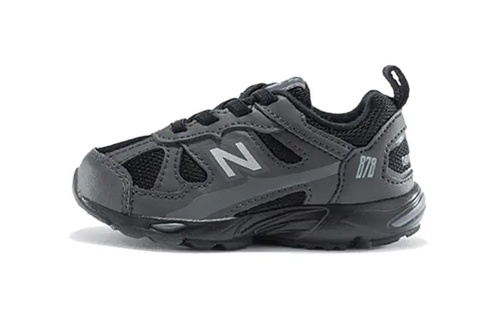 New Balance NB 878 Ammortizzate Resistenti all Abrasione Traspiranti Basse Scarpe per Bambini Piccoli Nero Grigio Neonato e Bambino Piccolo