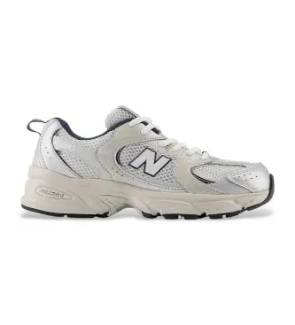 New Balance per donna/ragazza GR530V1 Scarpe da ginnastica 530 bianche, argento, Bianco, Basso, Stringhe, Casual, moda per bambini