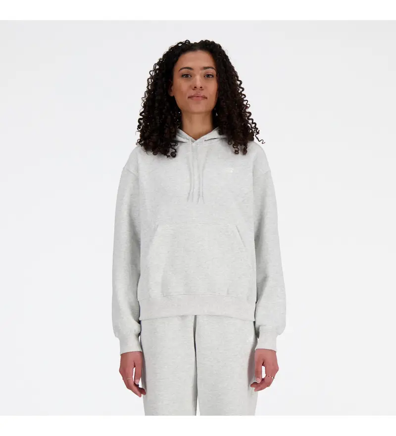 New Balance per donna WT41510 Felpa in pile Sport Essentials Grigia, Casual, Sportivo, Grigio, Cotone, Multisport, Sostenibile