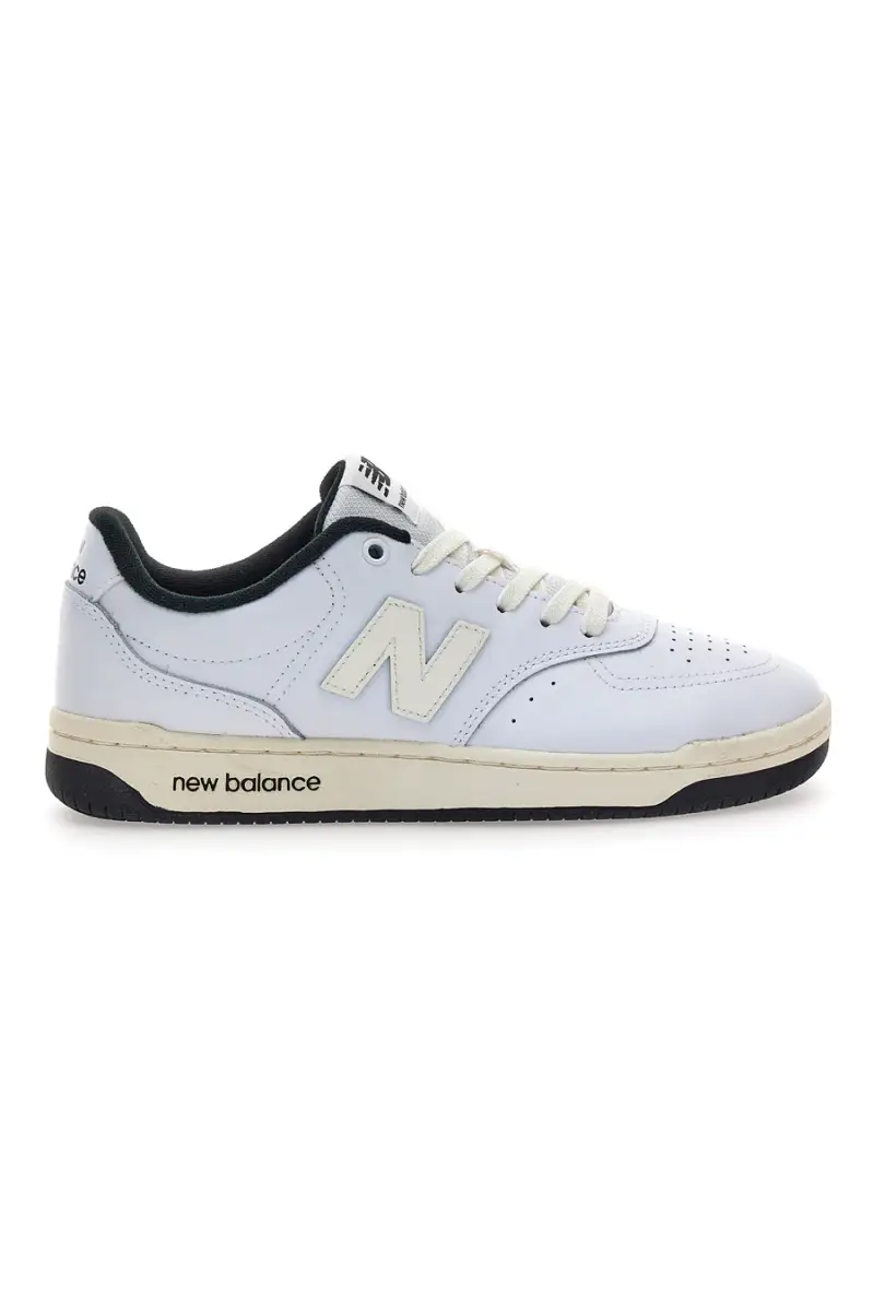 NEW BALANCE Sneakers bianche in pelle con profilo nero BB80AWB [BIANCO]