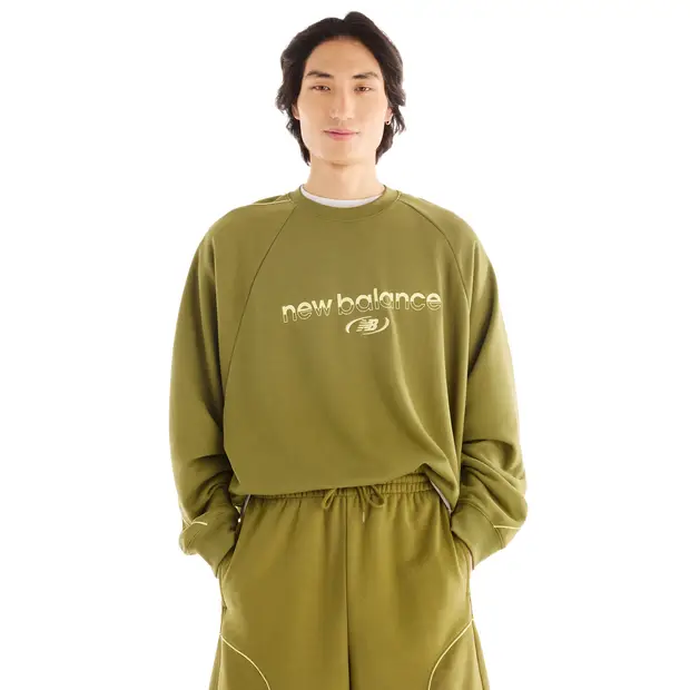 New Balance Terry Uomo - Felpe Verde - di cotone Green