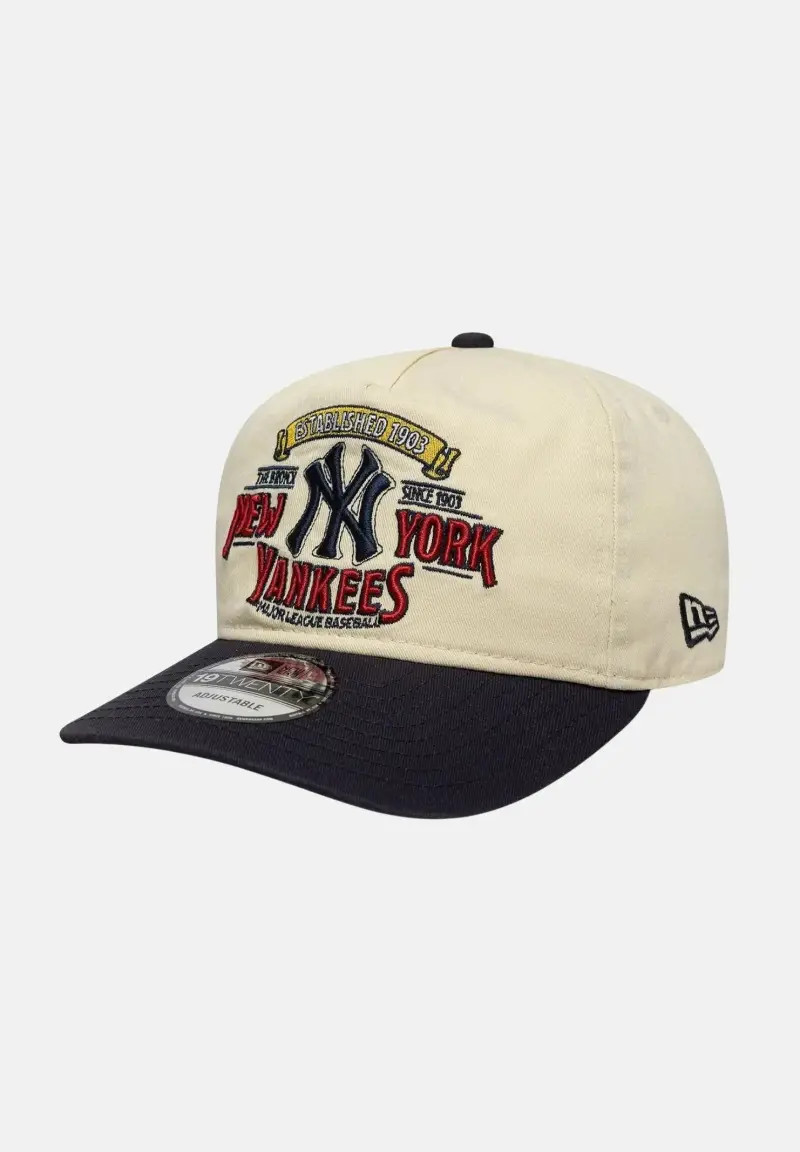 new era Cappello con visiera 19TWENTY New York Yankees MLB Washed Graphic beige e blu per uomo e donna