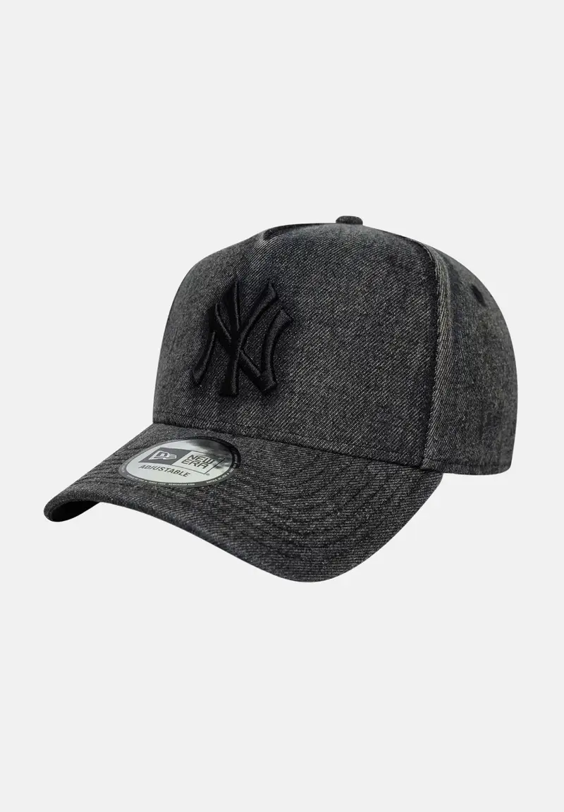 new era Cappello con visiera 9FORTY E-Frame New York Yankees MLB in denim nero per uomo e donna