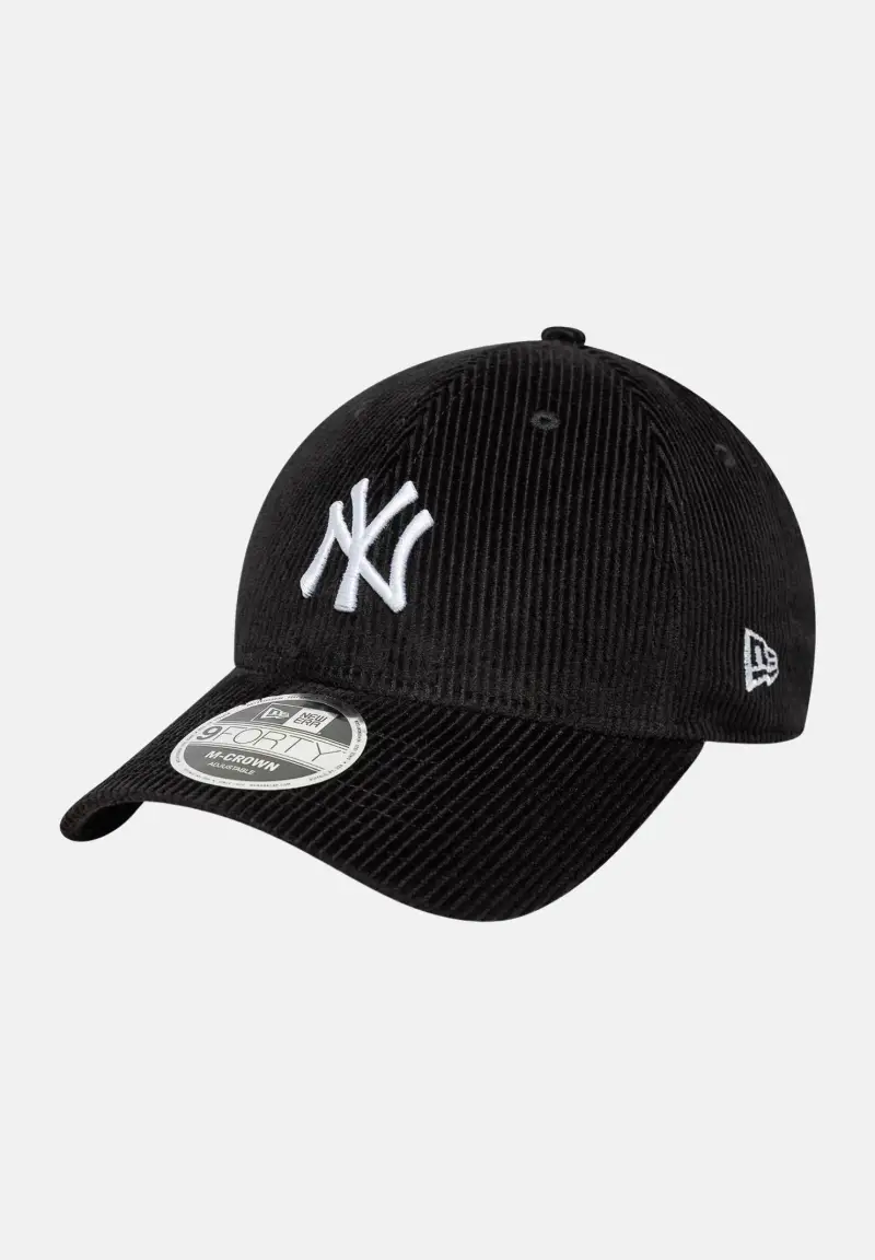 new era Cappello con visiera 9FORTY M-Crown New York Yankees MLB in velluto a costine nero per uomo e donna