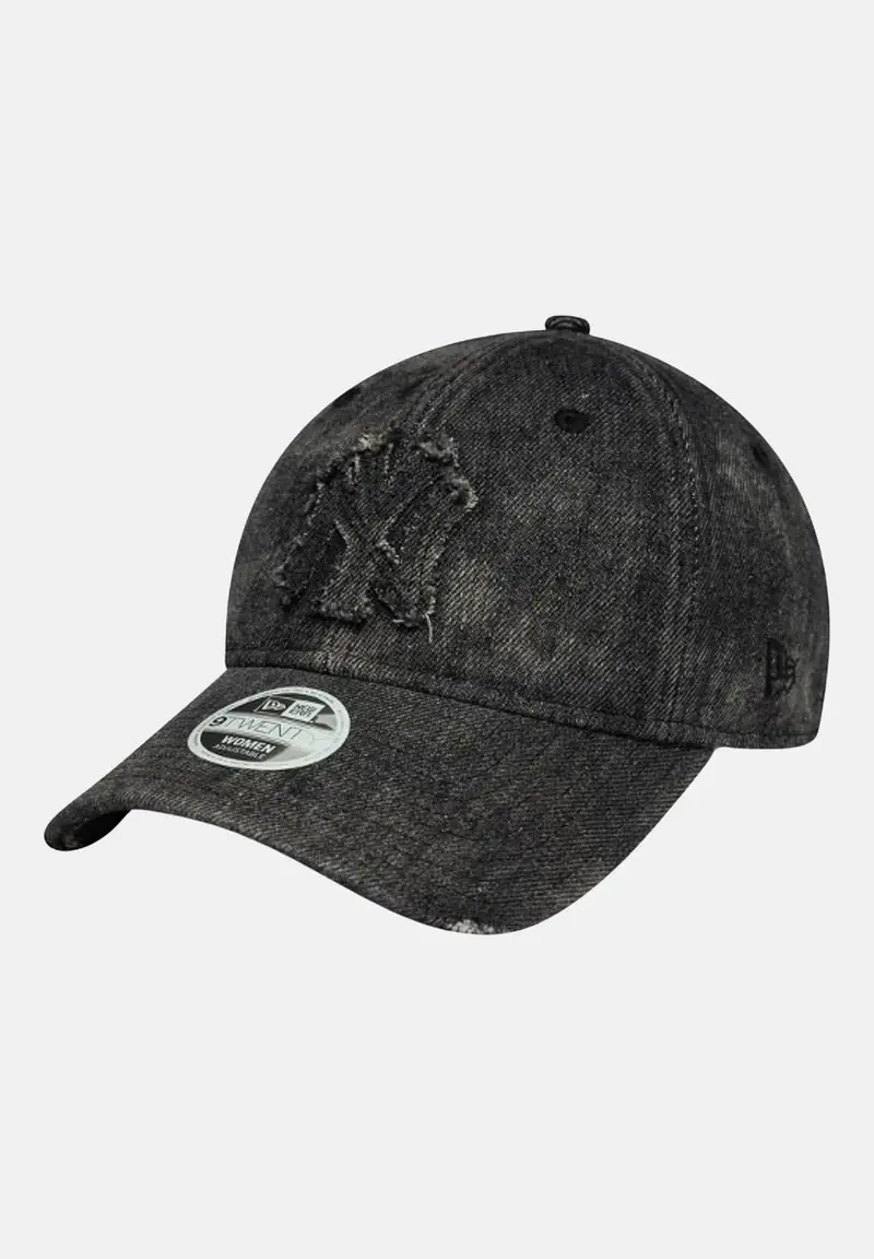 new era Cappello con visiera 9TWENTY New York Yankees MLB in denim nero per uomo e donna