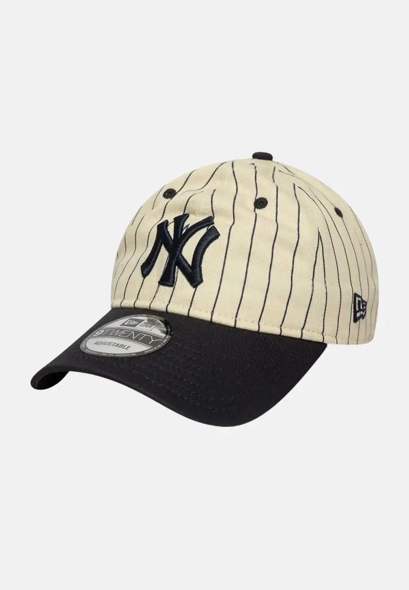 new era Cappello con visiera 9TWENTY New York Yankees MLB Pinstripe panna e blu per uomo e donna
