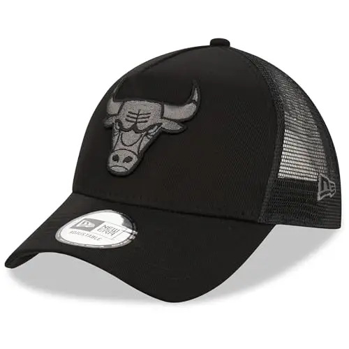 New Era Chicago Bulls NBA Bob Team Logo Nero A-Frame Berretto da Camionista Regolabile