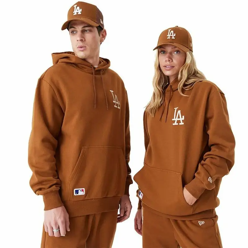Felpa con Cappuccio Unisex New Era League Essentials LA Dodgers Ocra | New Era Marrone argilla