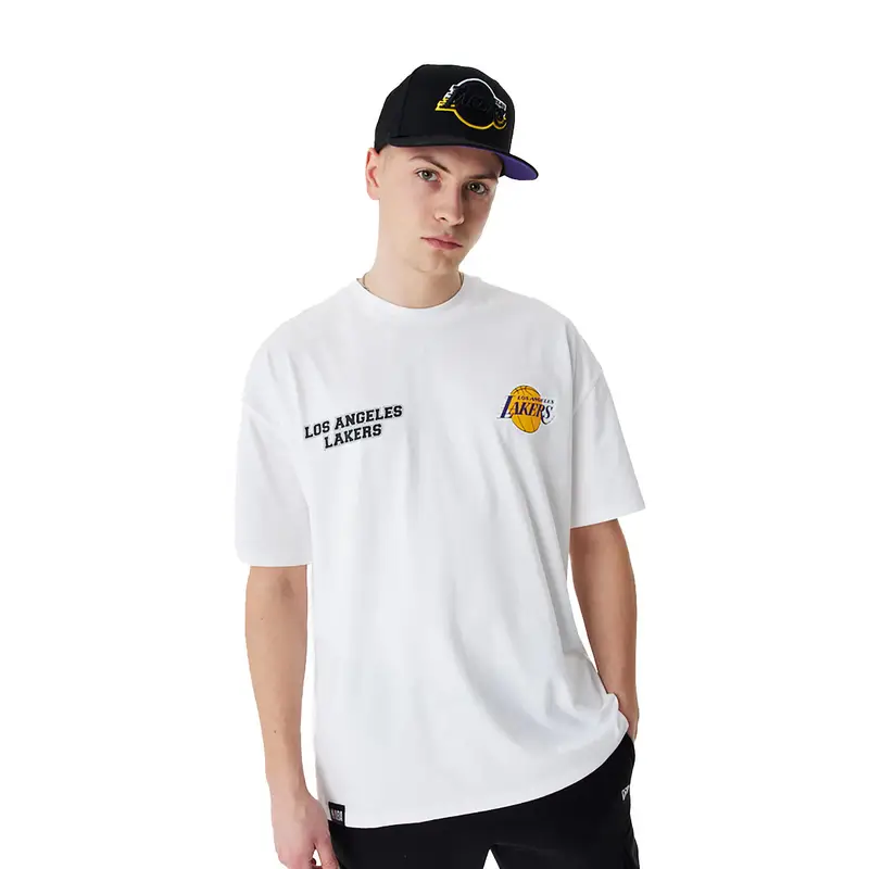 Maglietta New Era da uomo con grafica grande NBA BP OS Los Angeles Lakers | New Era Bianco