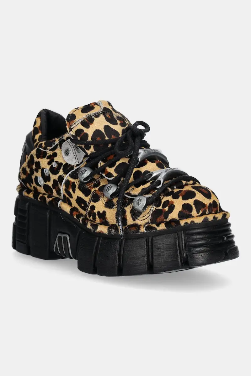 New Rock sneakers in camoscio Pelo Leopardo Cuero M Tower Negro Lateral donna colore marrone M-120N-C54
