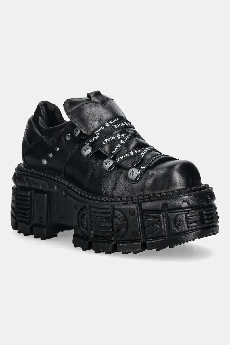 New Rock sneakers in pelle ITALI NEGRO, TANK NE Nero