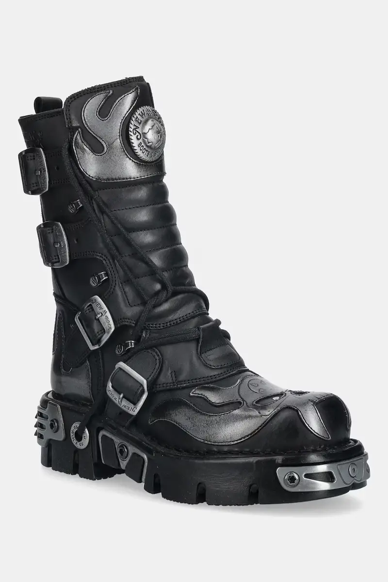 New Rock stivaletti alla caviglia in pelle donna colore nero M.107.S2