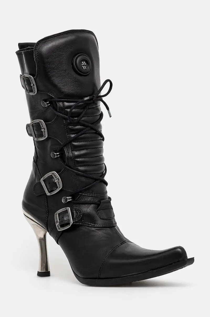 New Rock stivaletti alla caviglia in pelle ITALI NEGRO FINO + MALICIA TACON CARIBE ACERO donna colore nero M-9373-S8