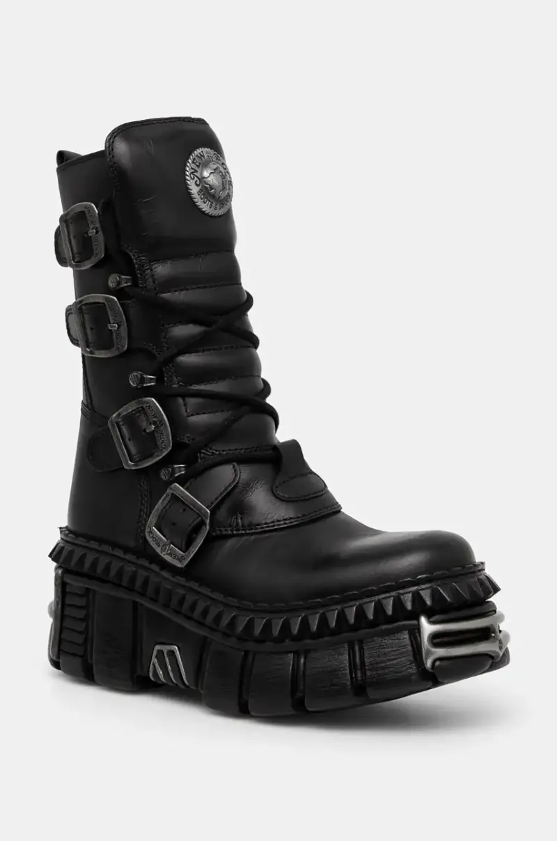 New Rock stivaletti alla caviglia in pelle ITALI NEGRO NOMADA + TOWER CASCO + ACERO PICOS donna colore nero M-WALL373-S10