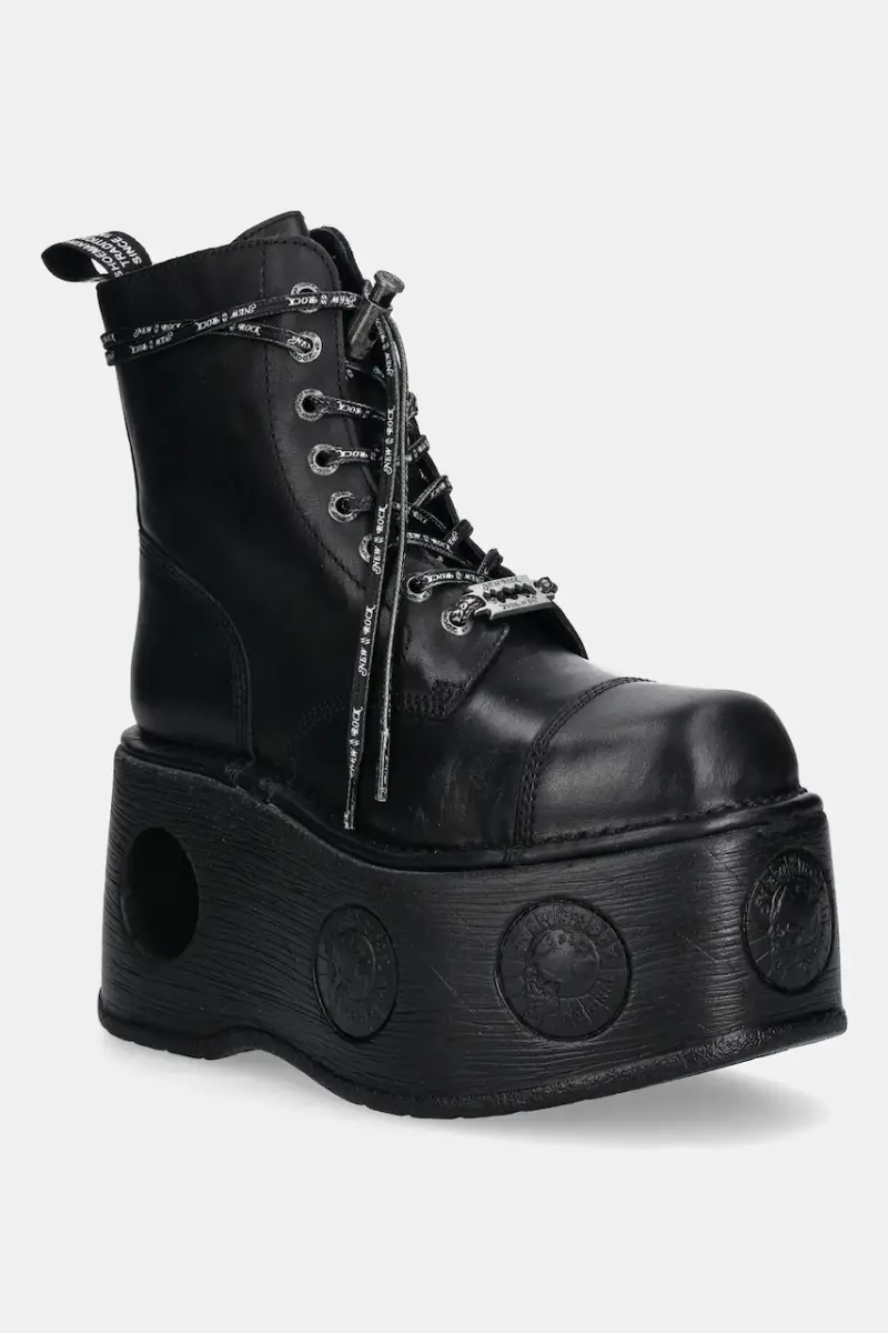 New Rock stivali da motociclista in pelle CRUST NEGRO, NEPTUNO / SPACE MUELLE TACON donna colore nero M-MILI083CCT-C18