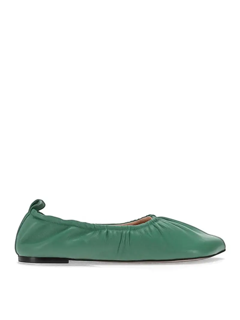 Niccolò Pasqualetti Ballerina morbida obliqua - pelle di vitello Verde