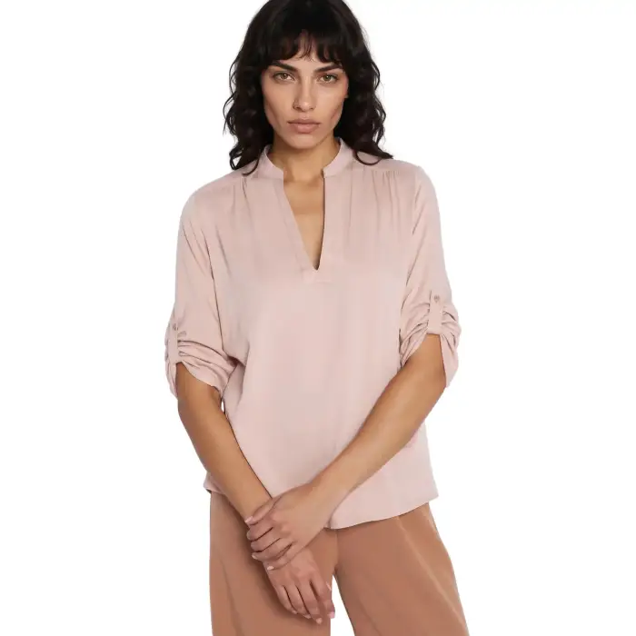 Nife Blusa a maniche arrotolate donna Beige