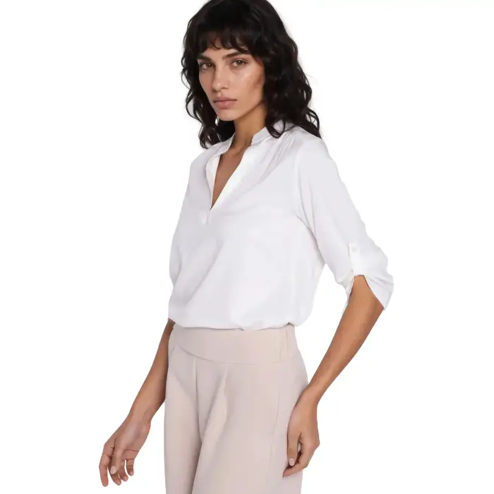 Nife Blusa a maniche arrotolate donna Blanc