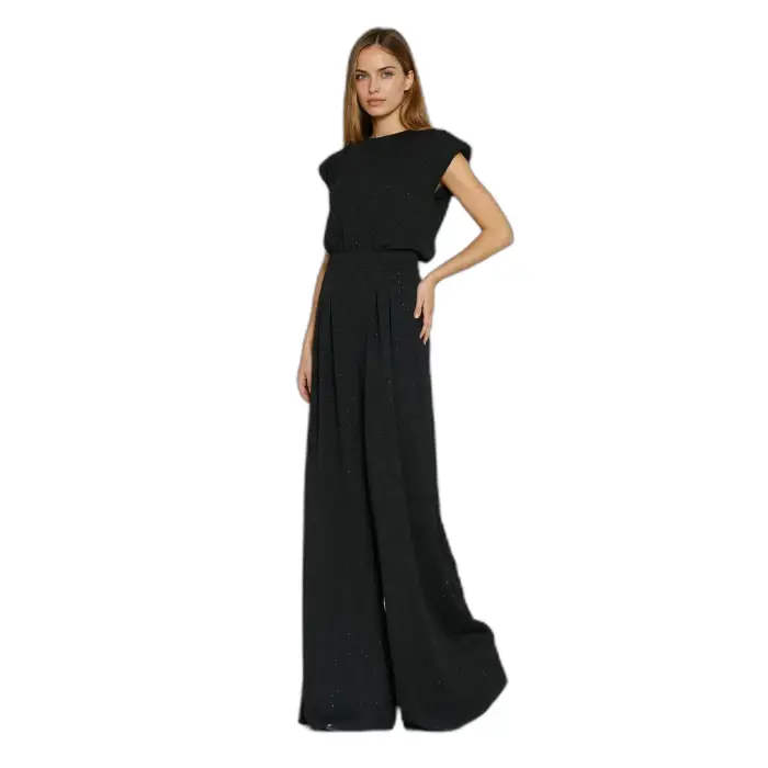 Nife Combinaison palazzo decorata con strass donna Noir