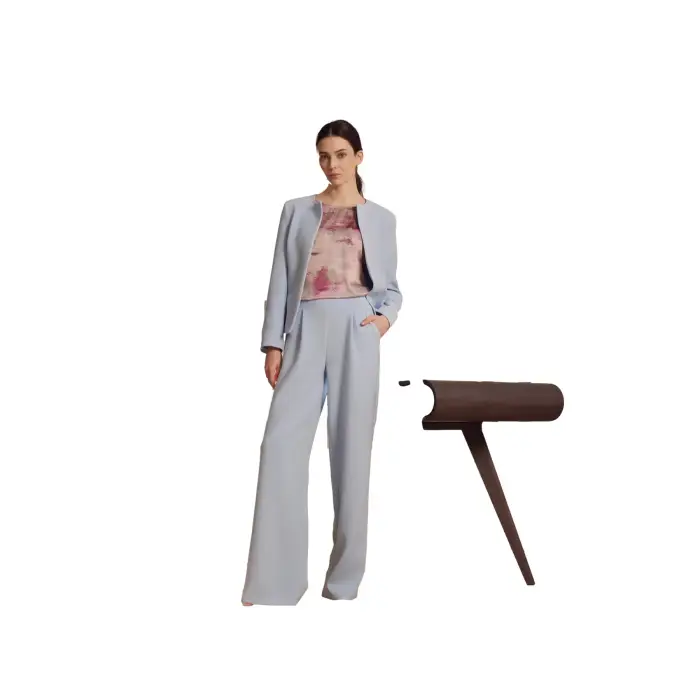 Nife Pantaloni a vita alta con pieghe donna Bleu