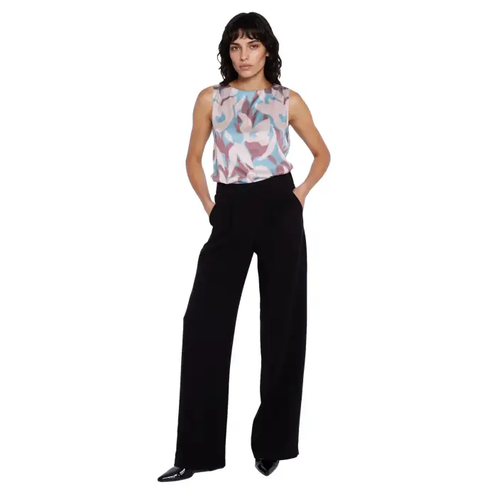 Nife Pantaloni a vita alta con pieghe donna Noir