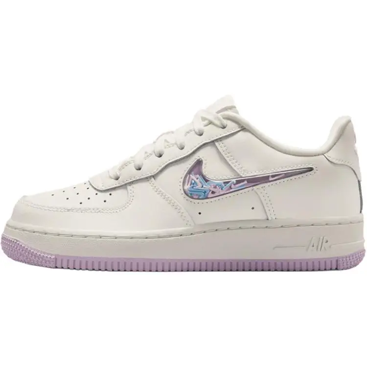 Nike Air Force 1 Comode Classiche Basse Sneakers per Bambini Sneakers per Bambini Bianco Viola IQ9795151 37 5