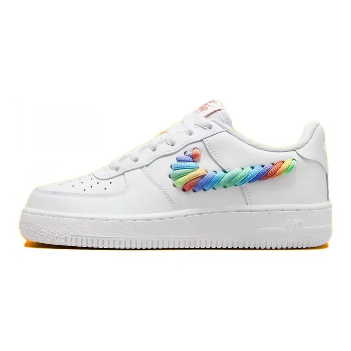 Nike Air Force 1 Low GS Lacci Arcobaleno Swoosh Scarpe da Ginnastica per Bambini Bianco Multicolore Terra-Blush FQ4948-100